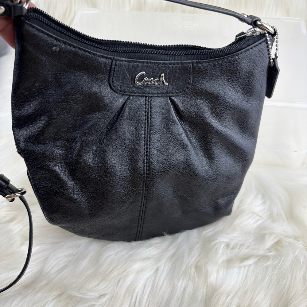 COACH BlACK LEATHE CROSSBODY BAG - Picture 4 of 8